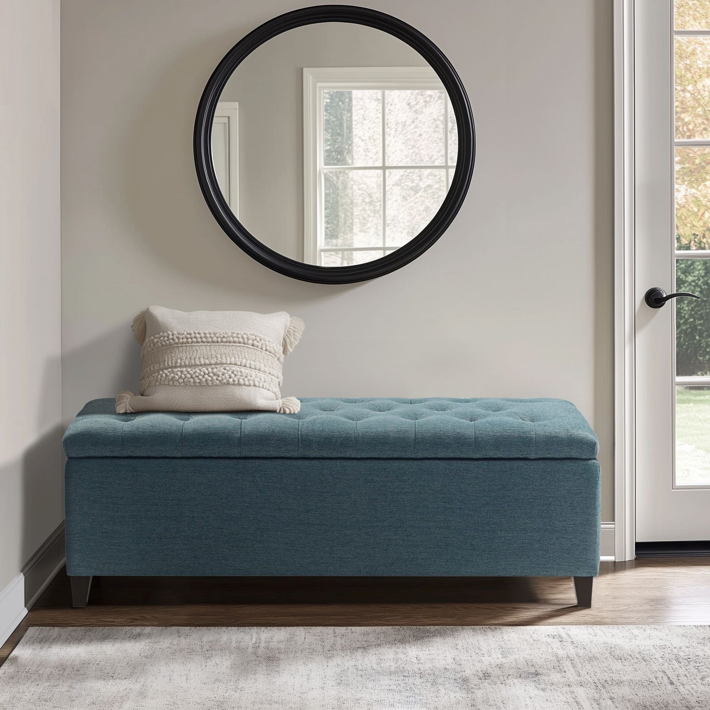 Panca contenitore imbottita con piano trapuntato Madison Park Sasha