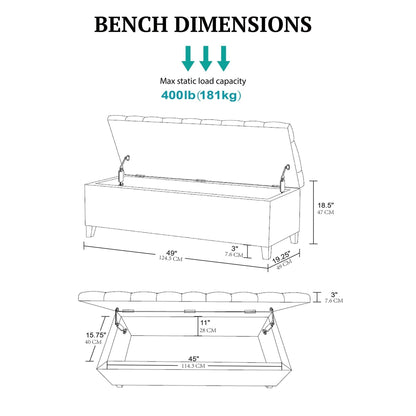 Panca contenitore imbottita con piano trapuntato Madison Park Sasha