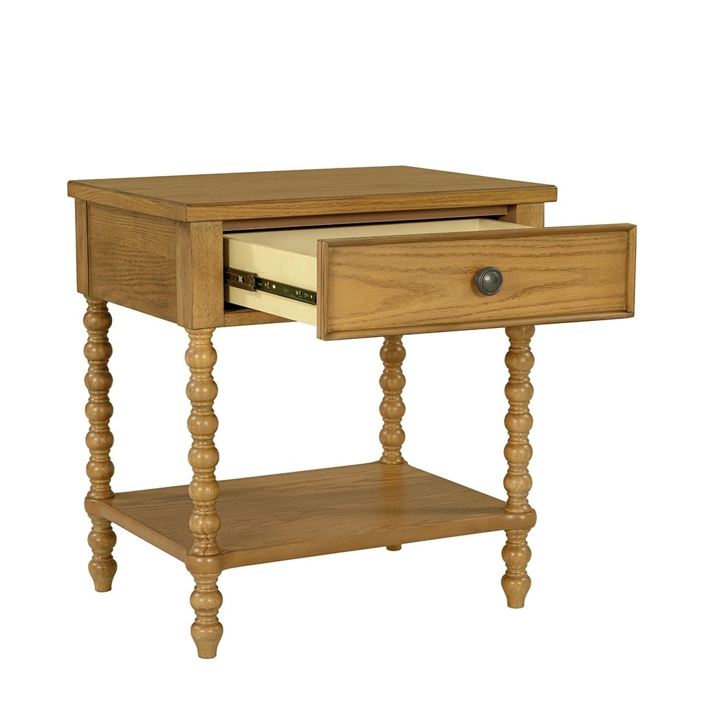 Comodino in legno tornito Madison Park Signature Beckett con cassetto e ripiano