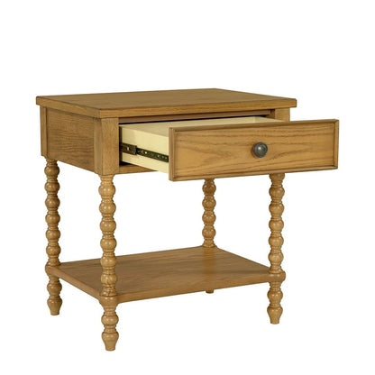 Comodino in legno tornito Madison Park Signature Beckett con cassetto e ripiano