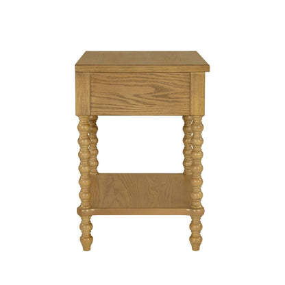 Comodino in legno tornito Madison Park Signature Beckett con cassetto e ripiano