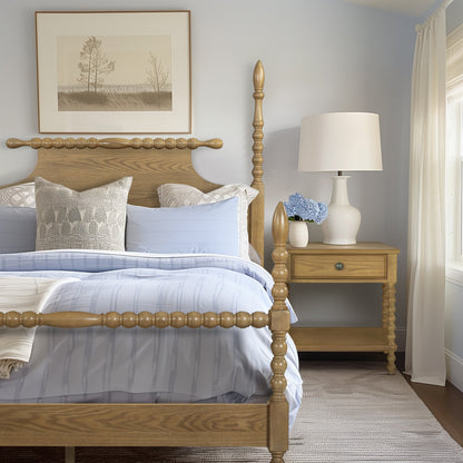 Comodino in legno tornito Madison Park Signature Beckett con cassetto e ripiano