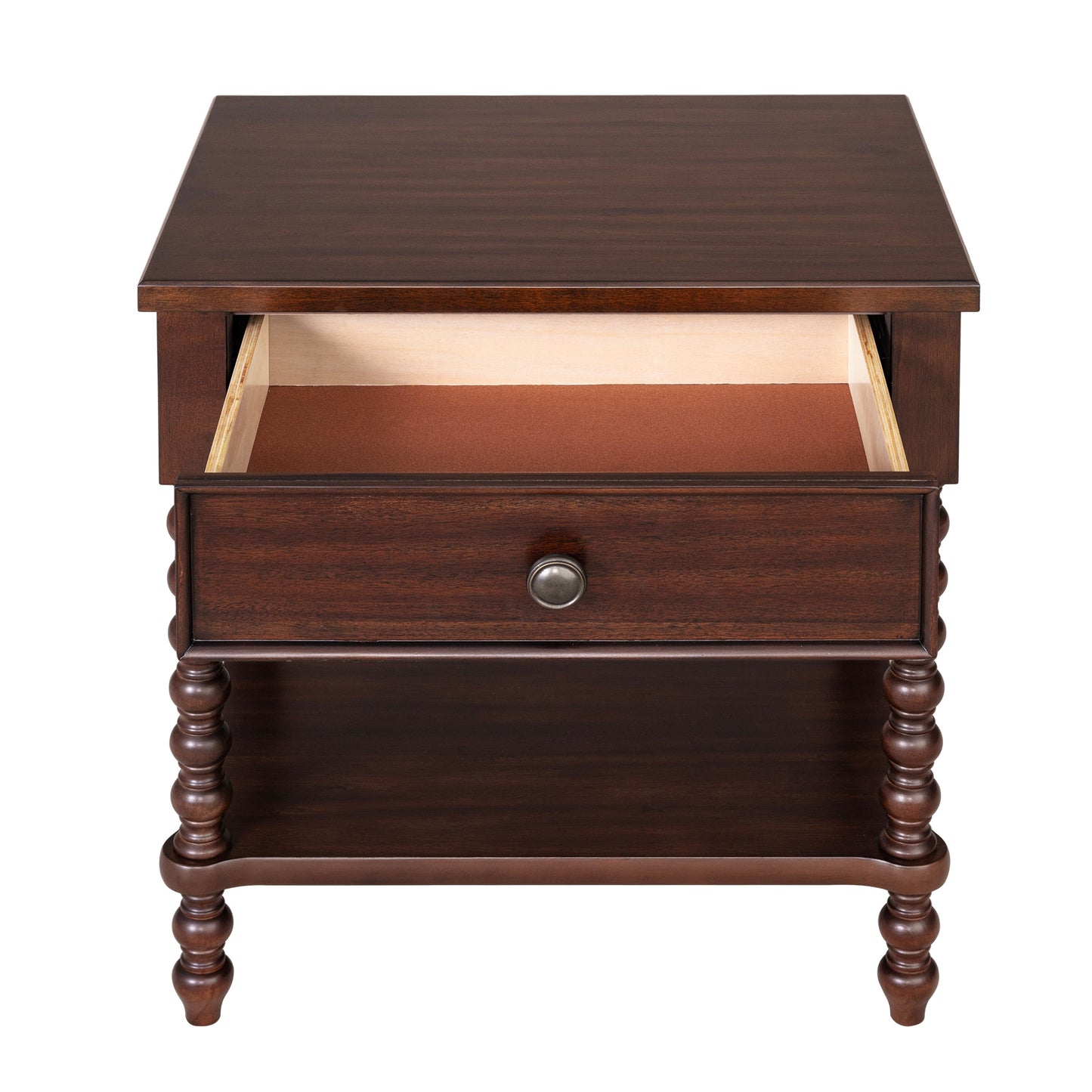 Comodino in legno tornito Madison Park Signature Beckett con cassetto e ripiano