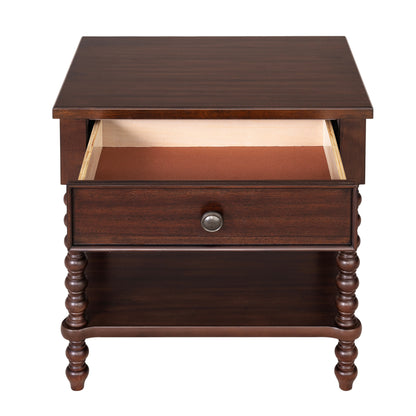 Comodino in legno tornito Madison Park Signature Beckett con cassetto e ripiano