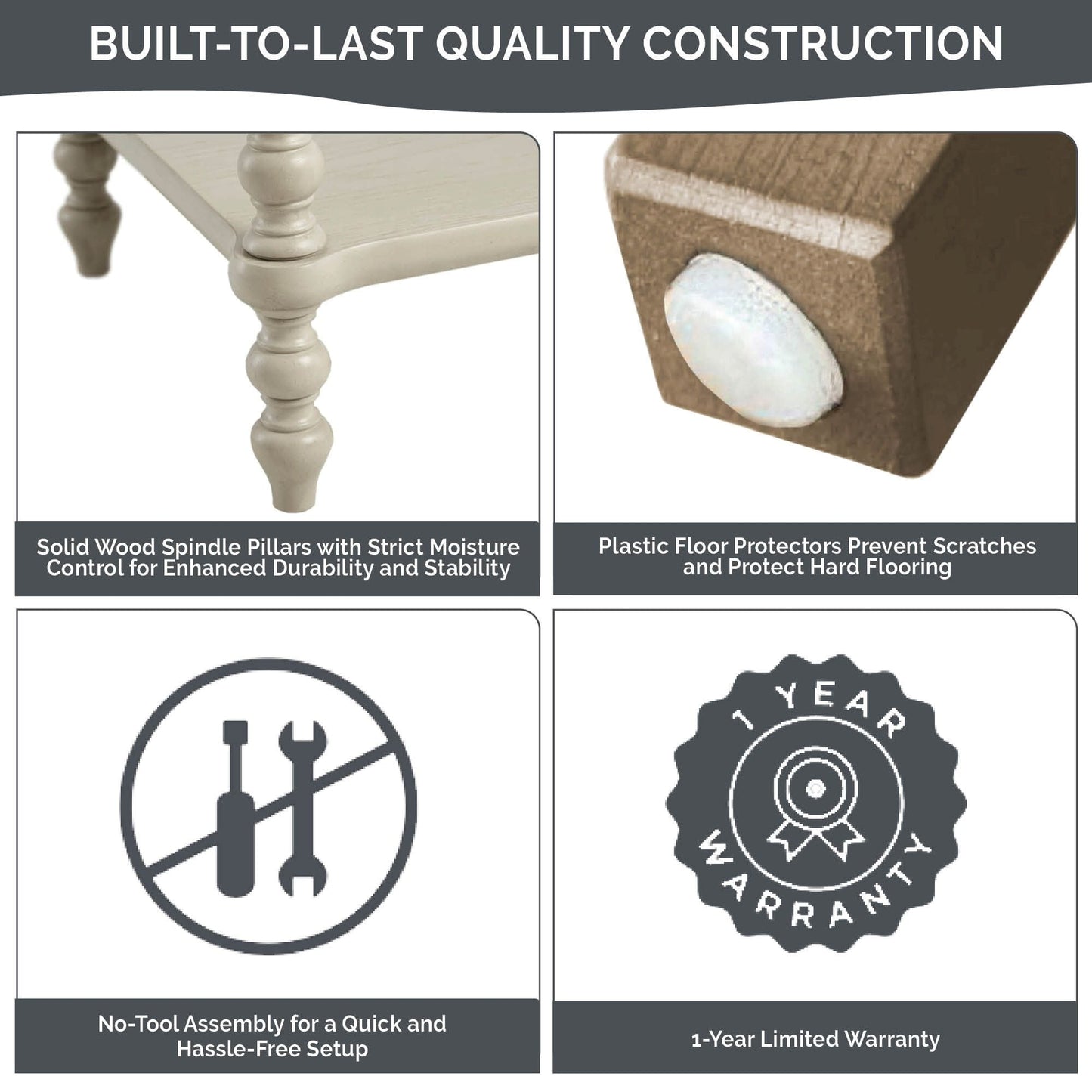 Comodino in legno tornito Madison Park Signature Beckett con cassetto e ripiano