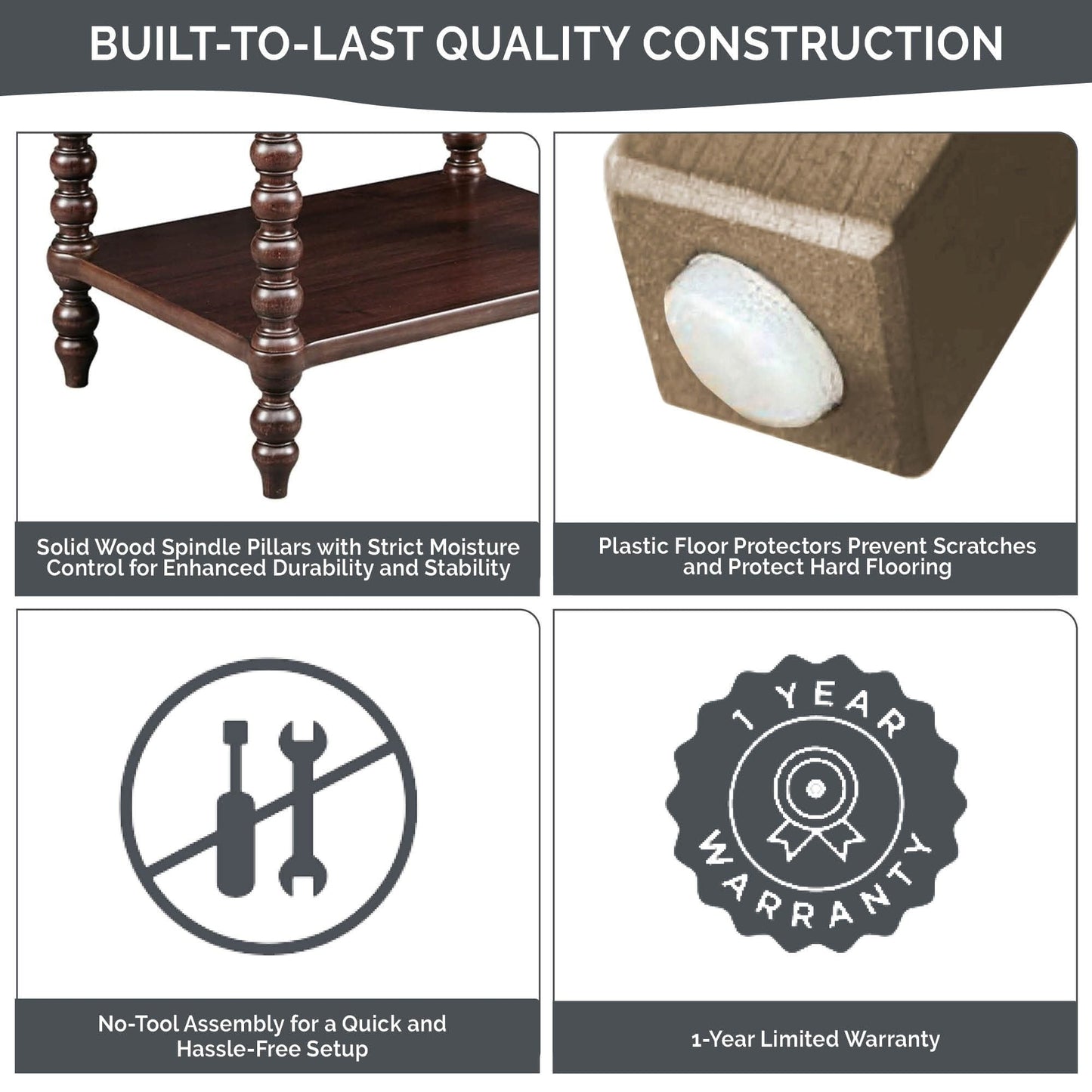 Comodino in legno tornito Madison Park Signature Beckett con cassetto e ripiano