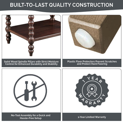 Comodino in legno tornito Madison Park Signature Beckett con cassetto e ripiano