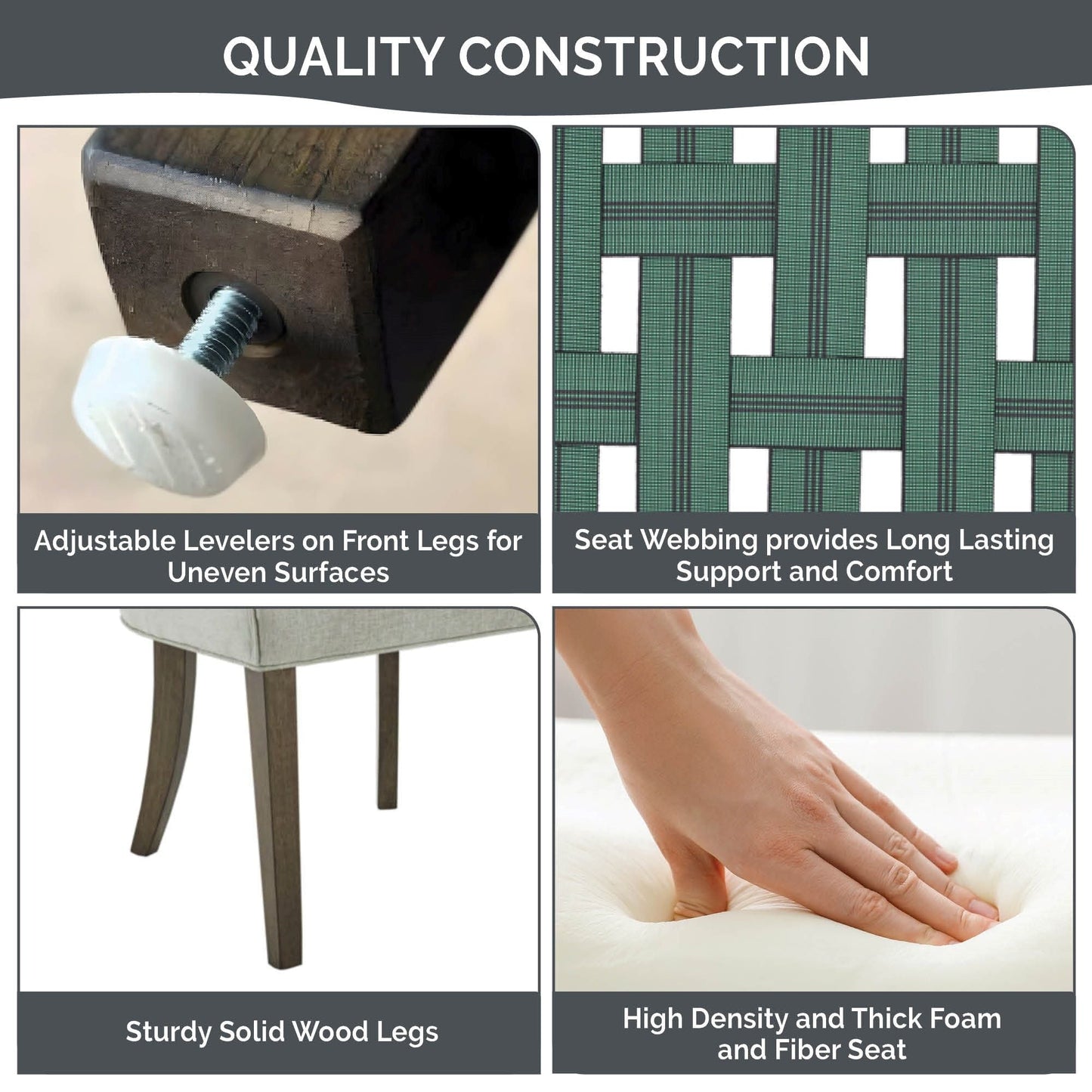 Sedie da pranzo laterali Madison Park Signature Ultra imbottite con gambe in legno (set da 2) - N/D