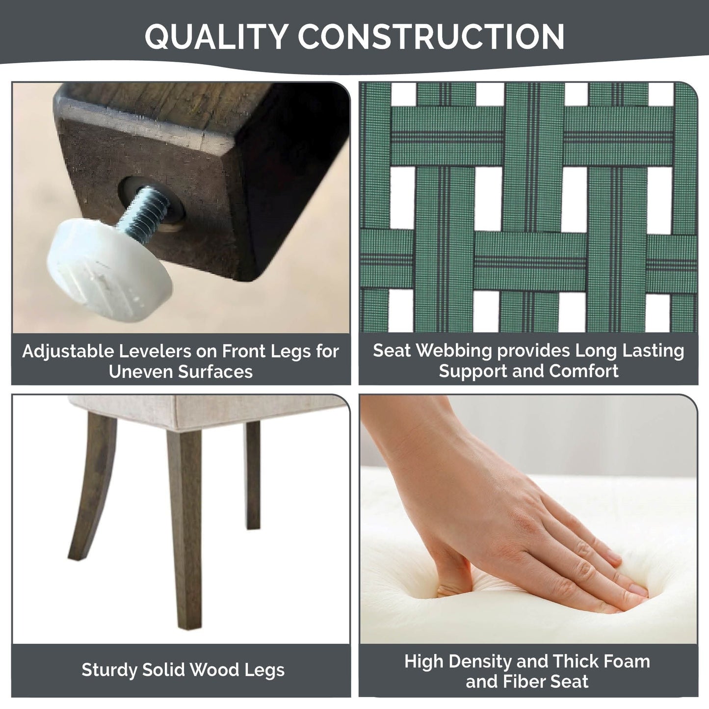 Sedie da pranzo laterali Madison Park Signature Ultra imbottite con gambe in legno (set da 2) - N/D