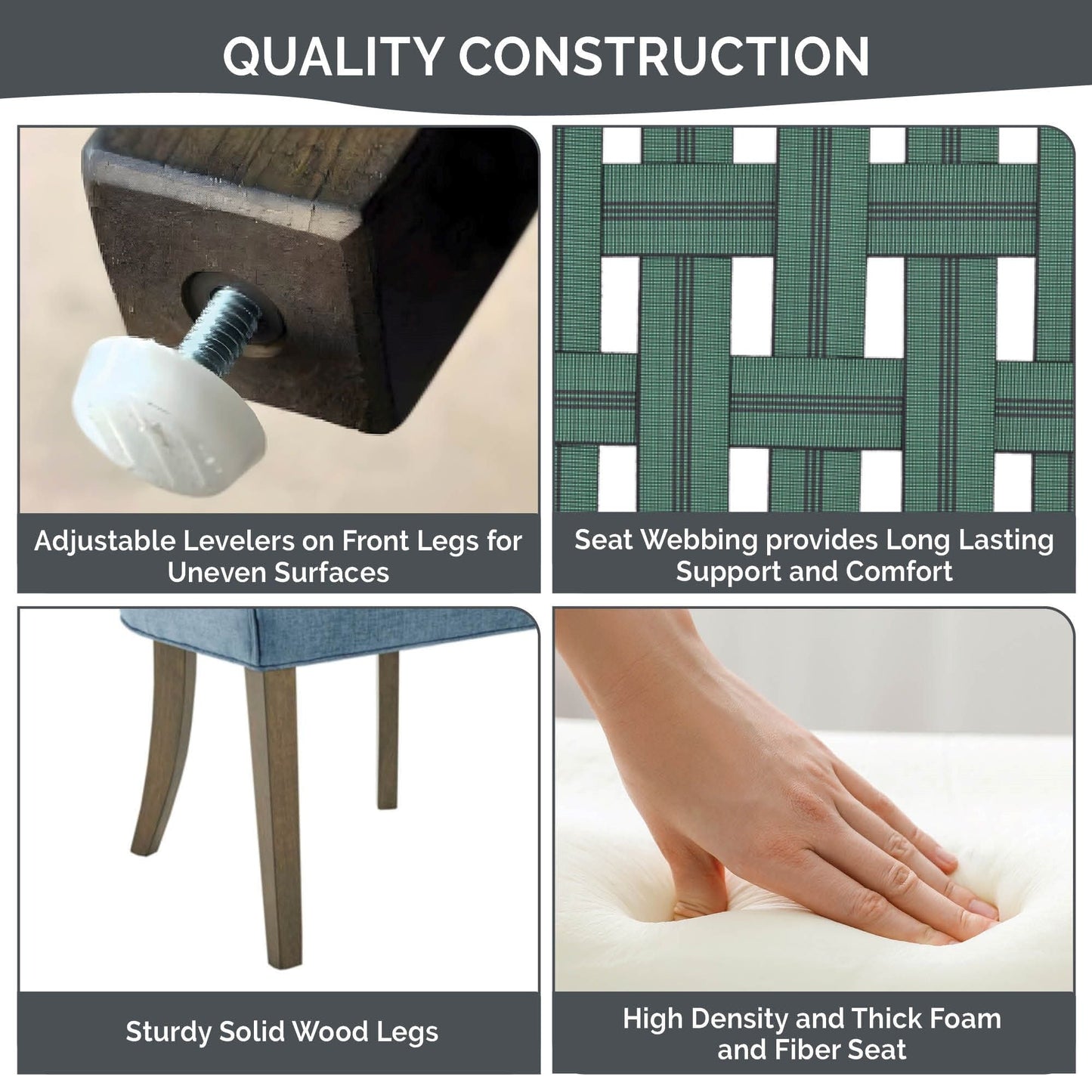 Sedie da pranzo laterali Madison Park Signature Ultra imbottite con gambe in legno (set da 2) - N/D