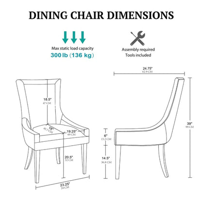 Sedie da pranzo laterali Madison Park Signature Ultra imbottite con gambe in legno (set da 2) - N/D