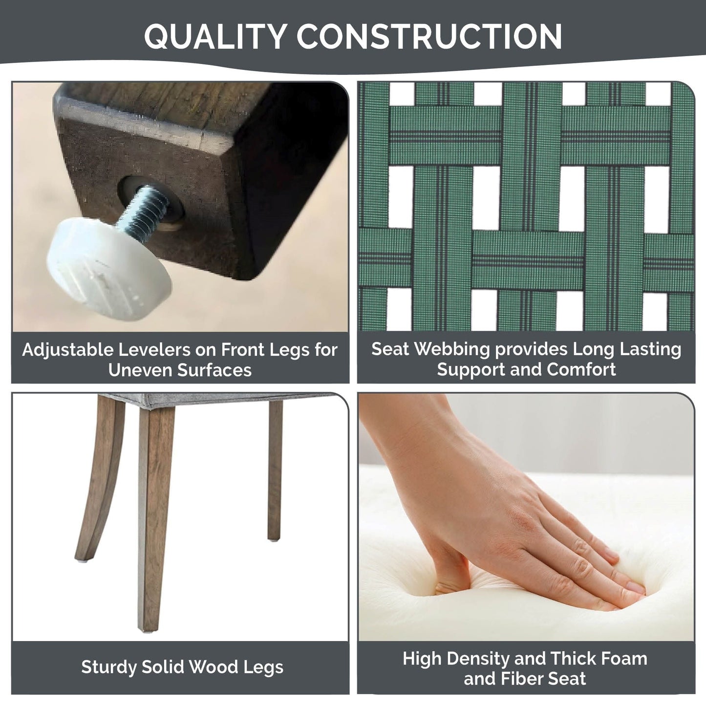 Sedie da pranzo laterali Madison Park Signature Ultra imbottite con gambe in legno (set da 2) - N/D