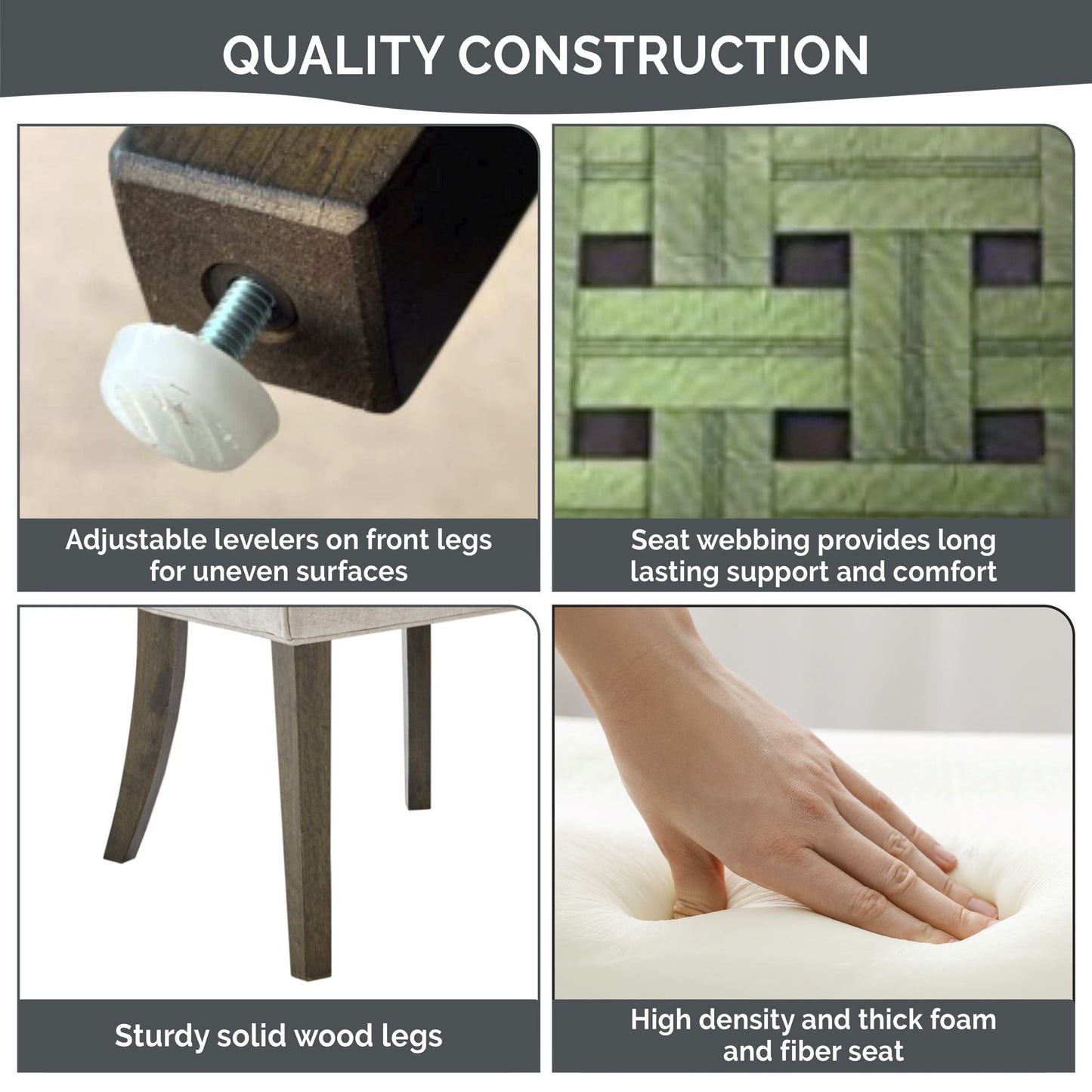 Sedie da pranzo laterali Madison Park Signature Ultra imbottite con gambe in legno (set da 2) - N/D