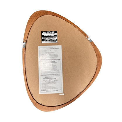 Specchio da parete asimmetrico a forma di ciottoli con cornice in pino