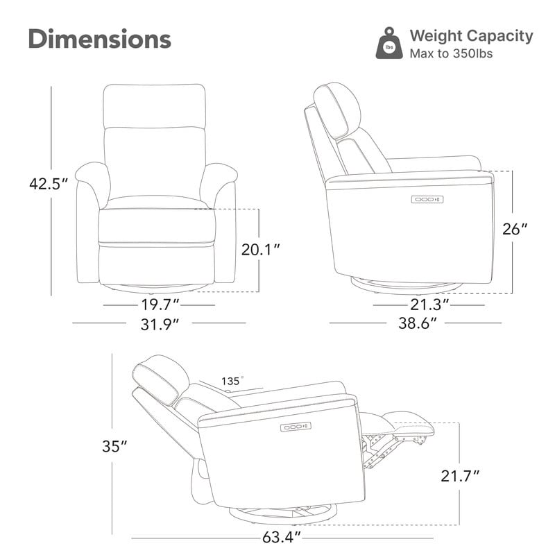 Poltrona reclinabile girevole elettrica per bambini Maire con luce notturna