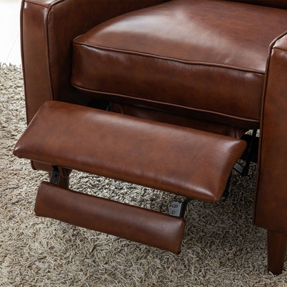 Poltrona reclinabile con schienale a spinta, poltrona reclinabile in tessuto con schienale a spinta e decorazione a rivetto, poltrona singola con divano