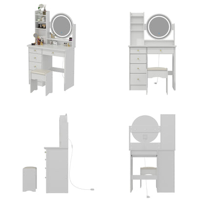 Set da toeletta per il trucco con specchio touch screen e sgabello