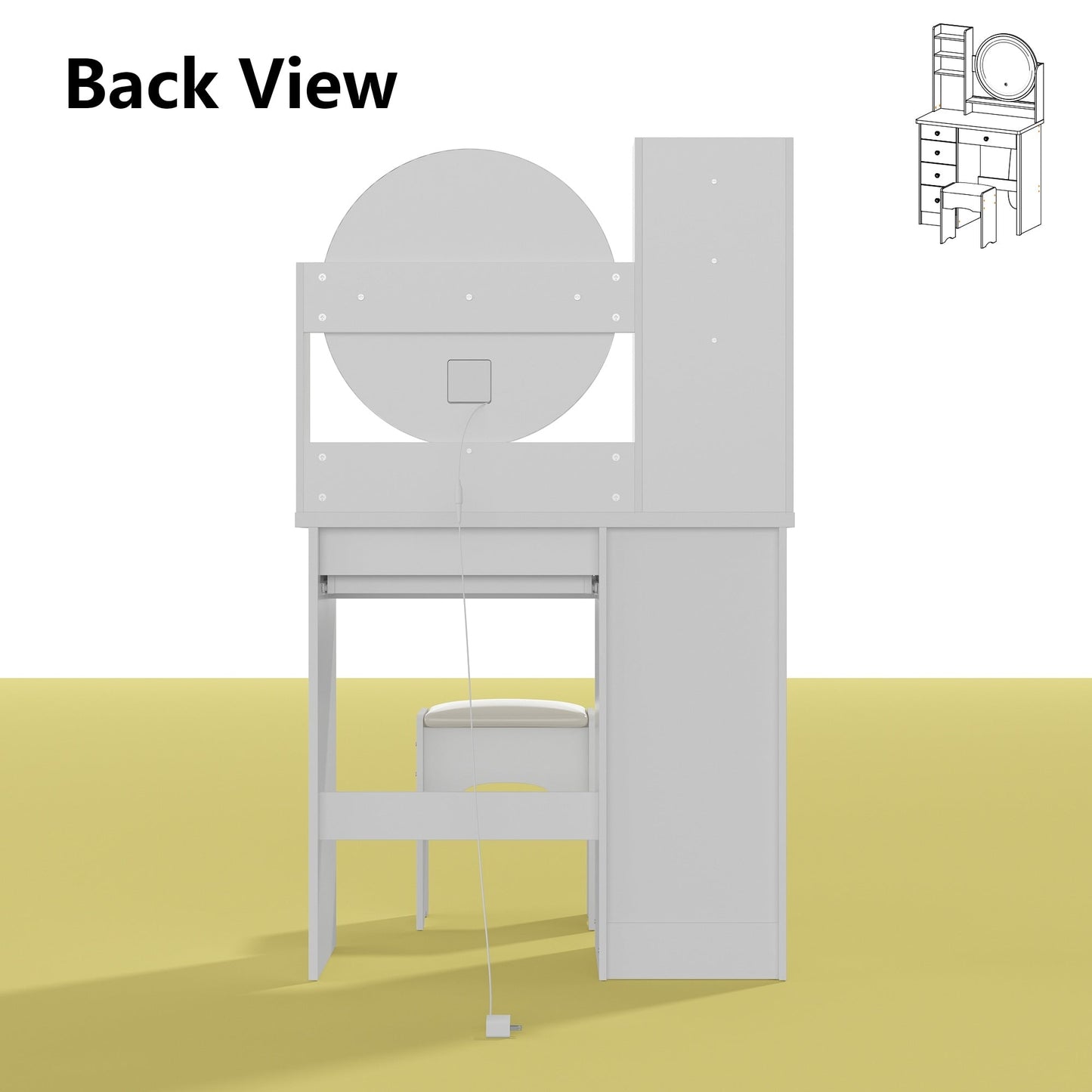 Set da toeletta per il trucco con specchio touch screen e sgabello