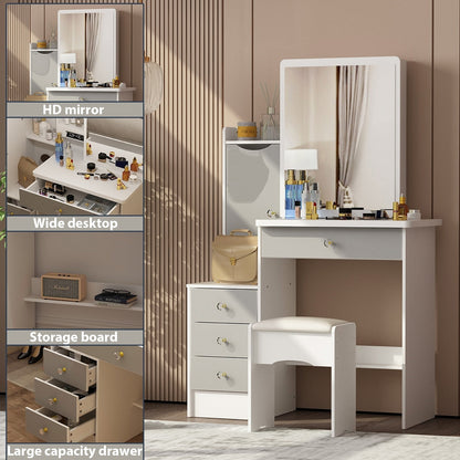 Set da toeletta per il trucco con specchio e sgabello