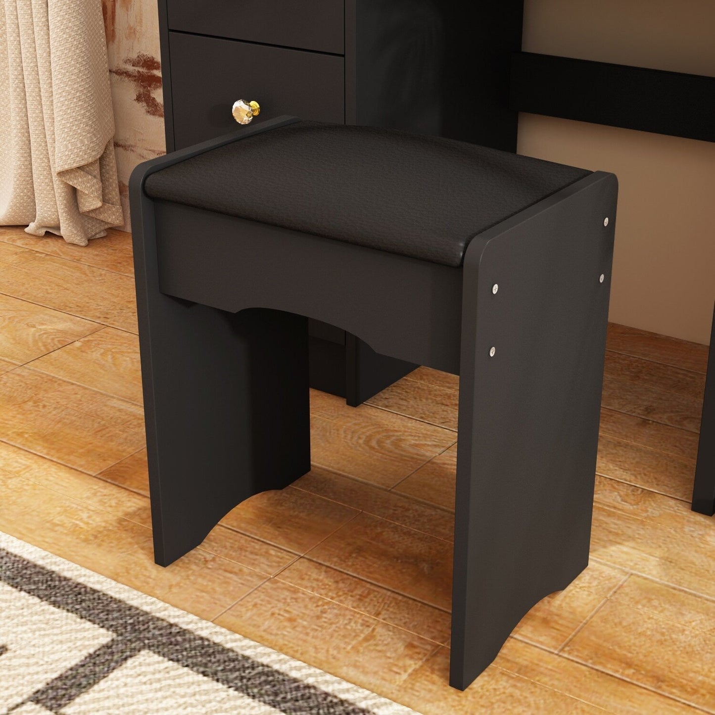 Tavolo da trucco con luce LED, specchio e sgabello