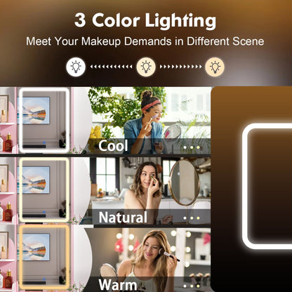 Tavolo da trucco con luce LED, specchio e sgabello