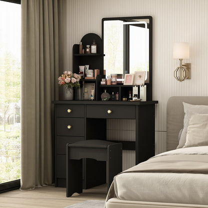 Tavolo da trucco con luce LED, specchio e sgabello