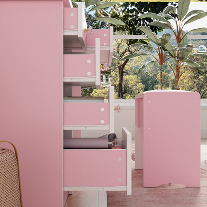 Tavolo da trucco con luce LED, specchio e sgabello