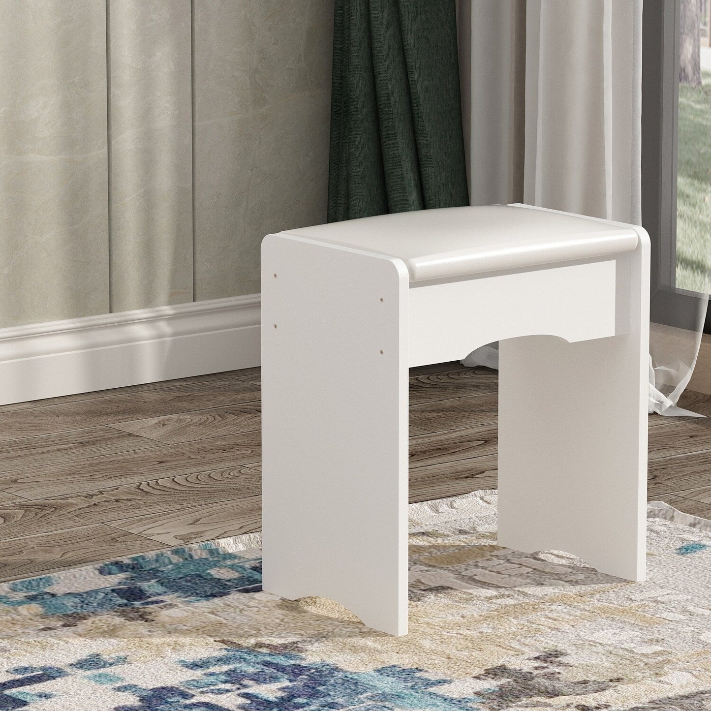 Tavolo da trucco con luce LED, specchio e sgabello