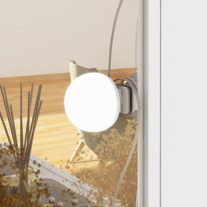 Mobiletto per il trucco con specchio a tre ante, illuminazione certificata, cassettiera con ripiano in vetro