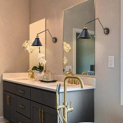 Malryn Set di 2 moderne luci a braccio oscillante regolabili Applique da parete con spina/cablaggio