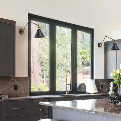 Malryn Set di 2 moderne luci a braccio oscillante regolabili Applique da parete con spina/cablaggio