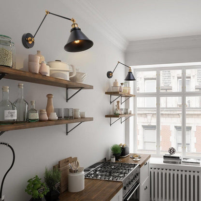 Malryn Set di 2 moderne luci a braccio oscillante regolabili Applique da parete con spina/cablaggio