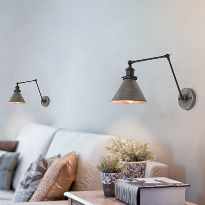 Malryn Set di 2 moderne luci a braccio oscillante regolabili Applique da parete con spina/cablaggio