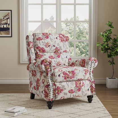 Poltrone reclinabili manuali con schienale a spinta e finiture con borchie