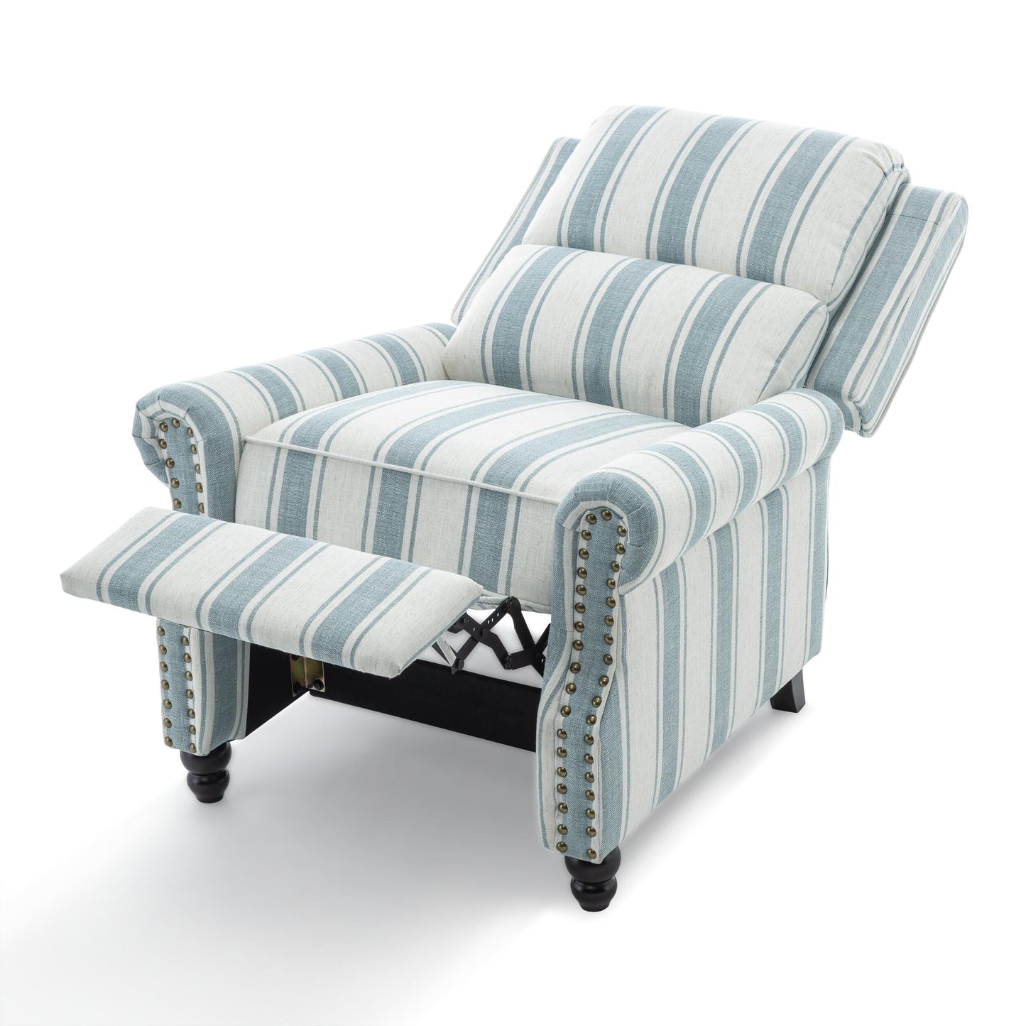 Poltrone reclinabili manuali con schienale a spinta e finiture con borchie