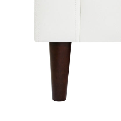 Divano moderno in vera pelle con gambe in legno e cuscino di supporto aggiuntivo