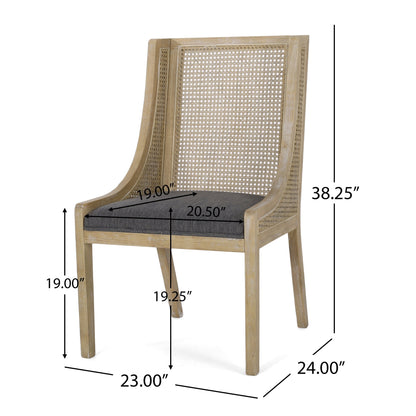 Sedie da pranzo imbottite in canna e legno Maurers (set di 2) di Christopher Knight Home