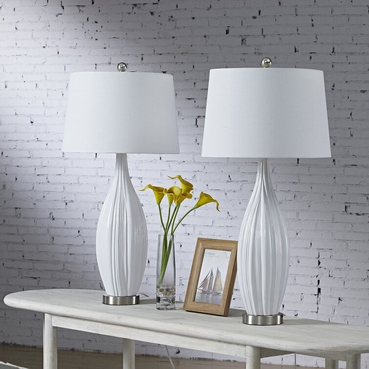 Set di 31 lampade da tavolo standard in porcellana bianca (set di 2) (set di 2)