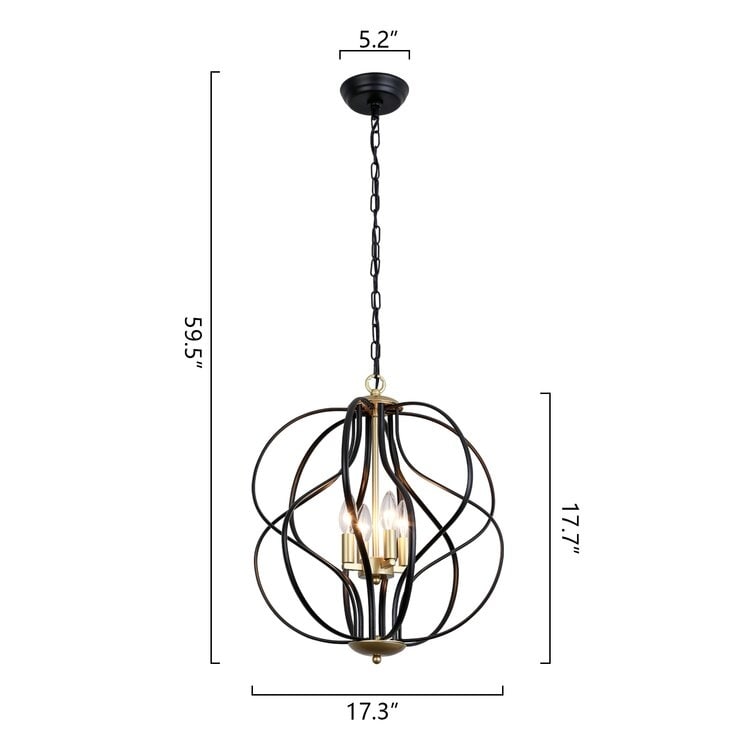 Maxax 4 - Lampadario geometrico unico con dettagli in ferro battuto - 17,7*17,3*17,3