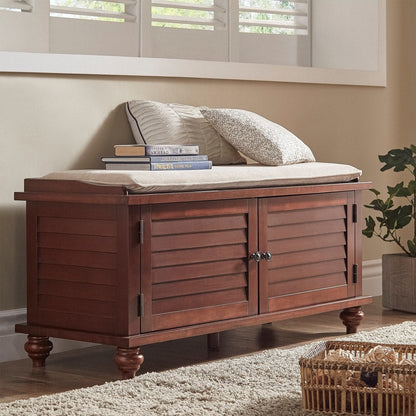 Panca contenitore con anta a persiana e cuscino in velluto Maybelle di iNSPIRE Q Classic