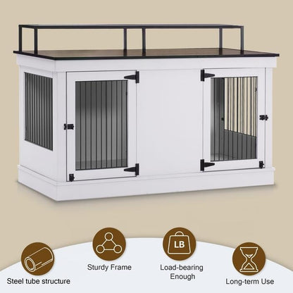 Mcombo, mobile porta TV per cani di grandi dimensioni, cuccia in legno con doppie porte 1861