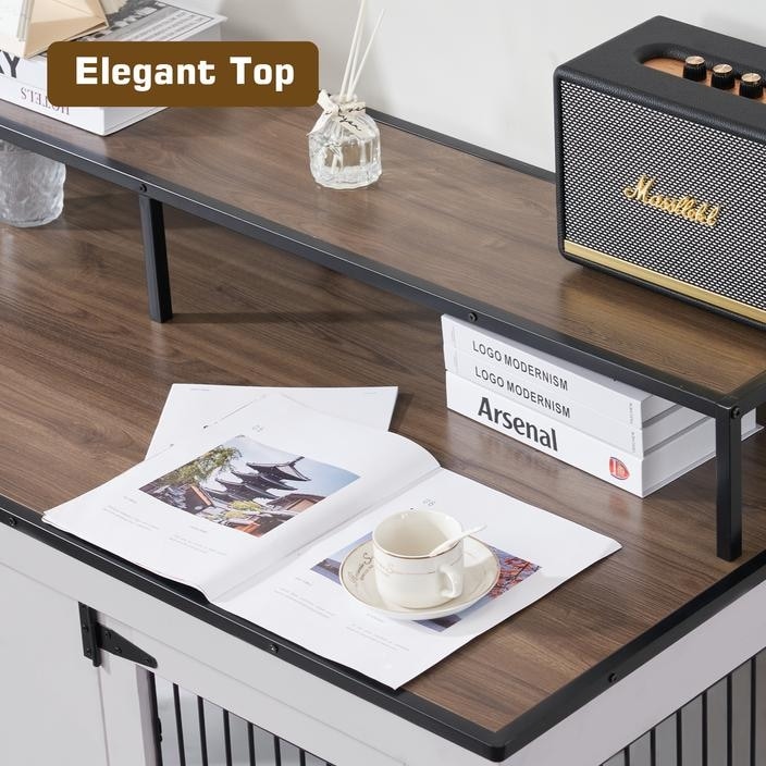 Mcombo, mobile porta TV per cani di grandi dimensioni, cuccia in legno con doppie porte 1861