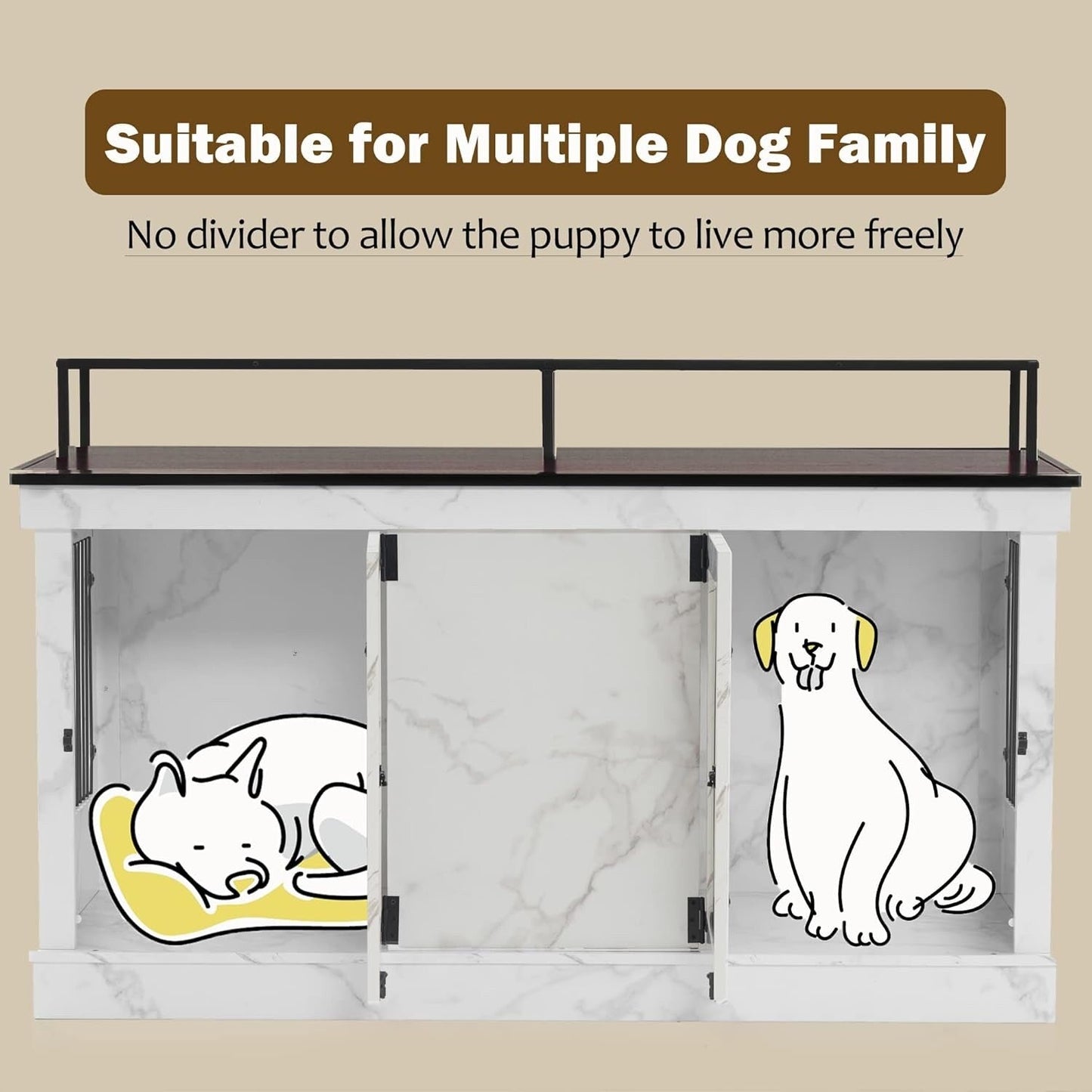 Mcombo, mobile porta TV per cani di grandi dimensioni, cuccia in legno con doppie porte 1861