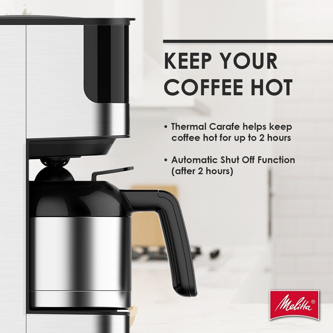 Macchina per caffè americano Melitta Aroma Tocco da 8 tazze con caraffa termica e display touch control