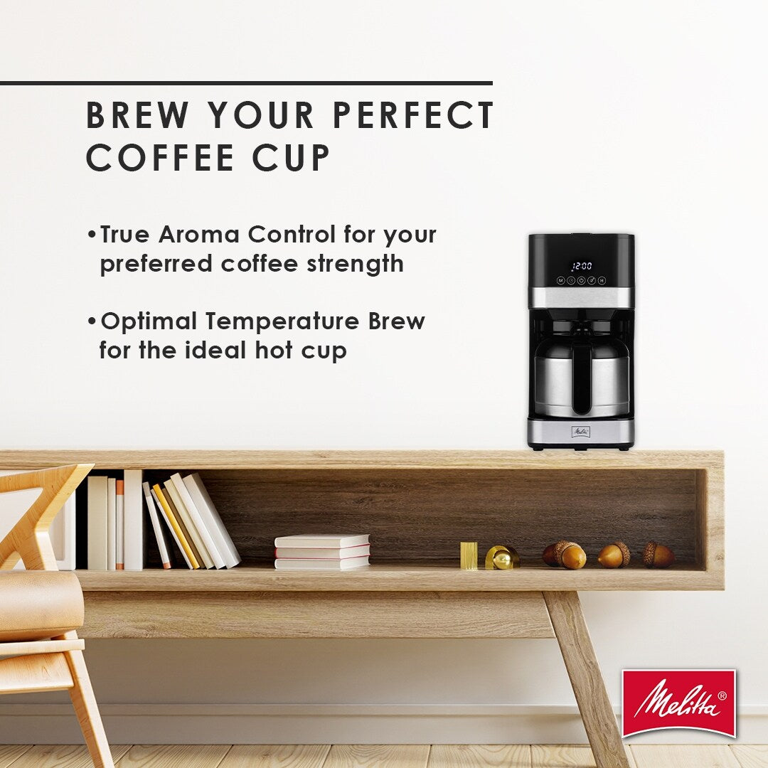Macchina per caffè americano Melitta Aroma Tocco da 8 tazze con caraffa termica e display touch control