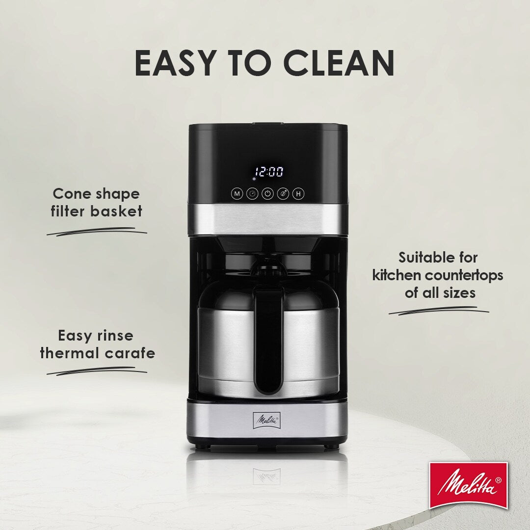 Macchina per caffè americano Melitta Aroma Tocco da 8 tazze con caraffa termica e display touch control