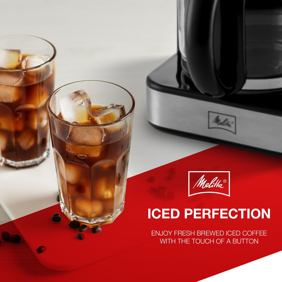 Melitta Aroma Tocco Plus Macchina per caffè americano caldo e freddo da 12 tazze con caraffa in vetro e display touch control