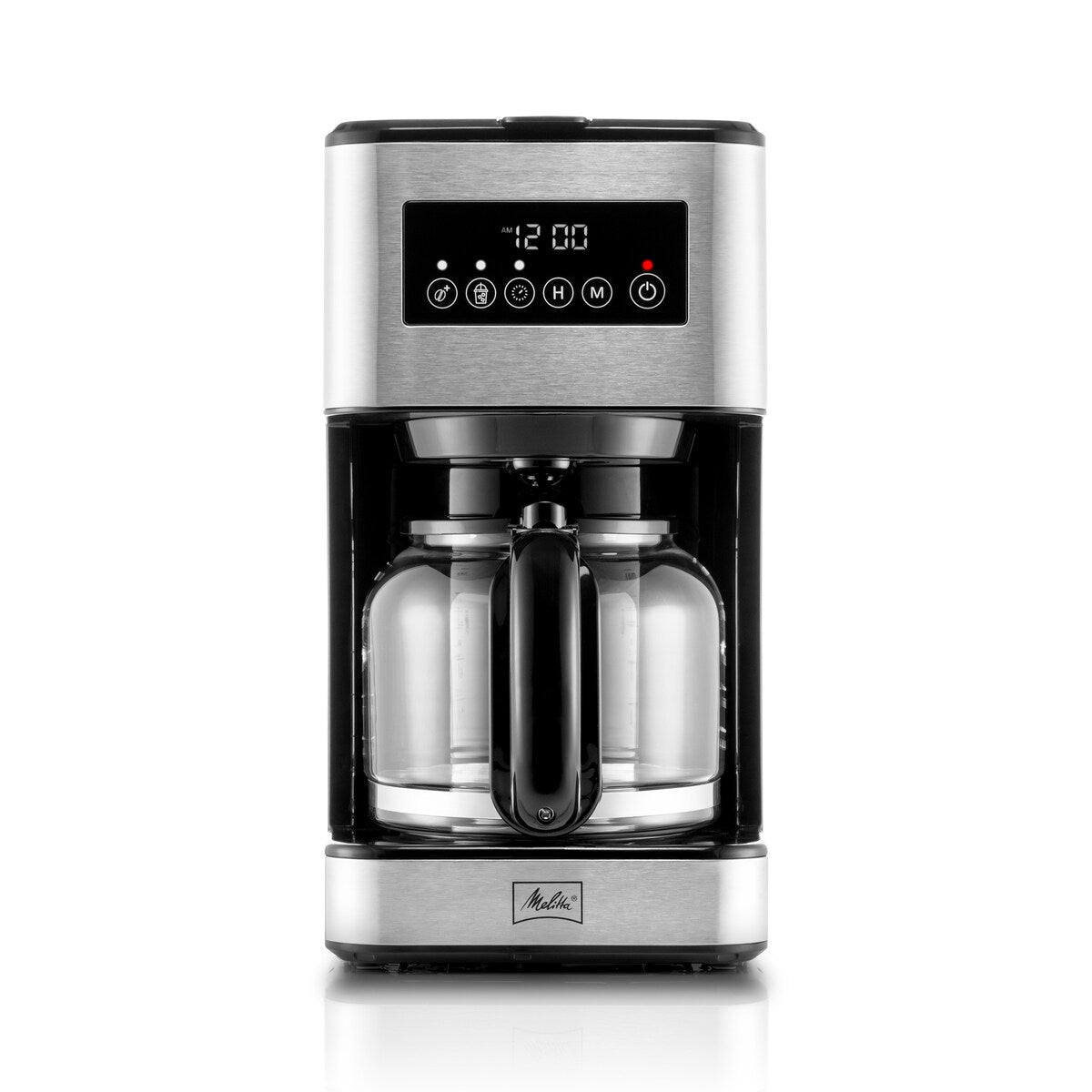 Melitta Aroma Tocco Plus Macchina per caffè americano caldo e freddo da 12 tazze con caraffa in vetro e display touch control