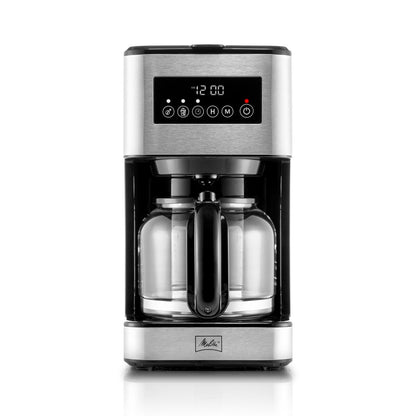 Melitta Aroma Tocco Plus Macchina per caffè americano caldo e freddo da 12 tazze con caraffa in vetro e display touch control