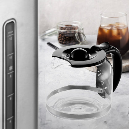 Melitta Aroma Tocco Plus Macchina per caffè americano caldo e freddo da 12 tazze con caraffa in vetro e display touch control